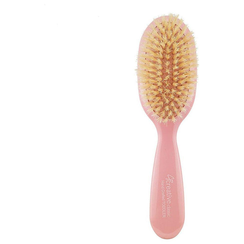 Creative Pro Hair Tools Classic Toddler/Baby Soft Boar Bristle Hair Brush-Colors-Blue-Pink-Silver Hair Brush White Smoke Pink