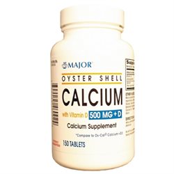 Major Major Oyster Shell Calcium With Vitamin D 500 Mg + D Vitamins & Supplements White Smoke