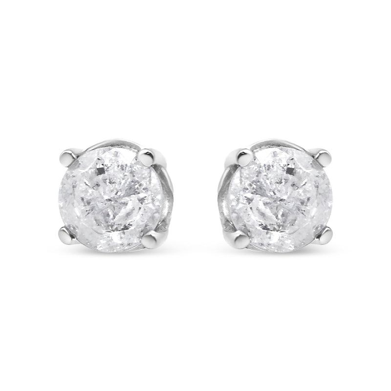 Bids.com 14K White Gold 3/4 Cttw Lab Grown Diamond 4-Prong Classic Stud Earrings (F-G Color, VS2-SI1 Clarity) Earrings White Smoke White.Gold / 0.75