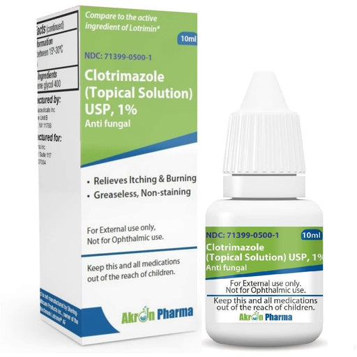 Akorn Akron Pharma Lotrimin AF Clotrimazole 1% – Liquid Topical Solution 10 mL – OTC Skin Care White Smoke