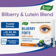 SiberianGreen.com Blueberry Forte with Lutein - 100 Tablets- Vision care and Eye care supplement Herbs White Smoke