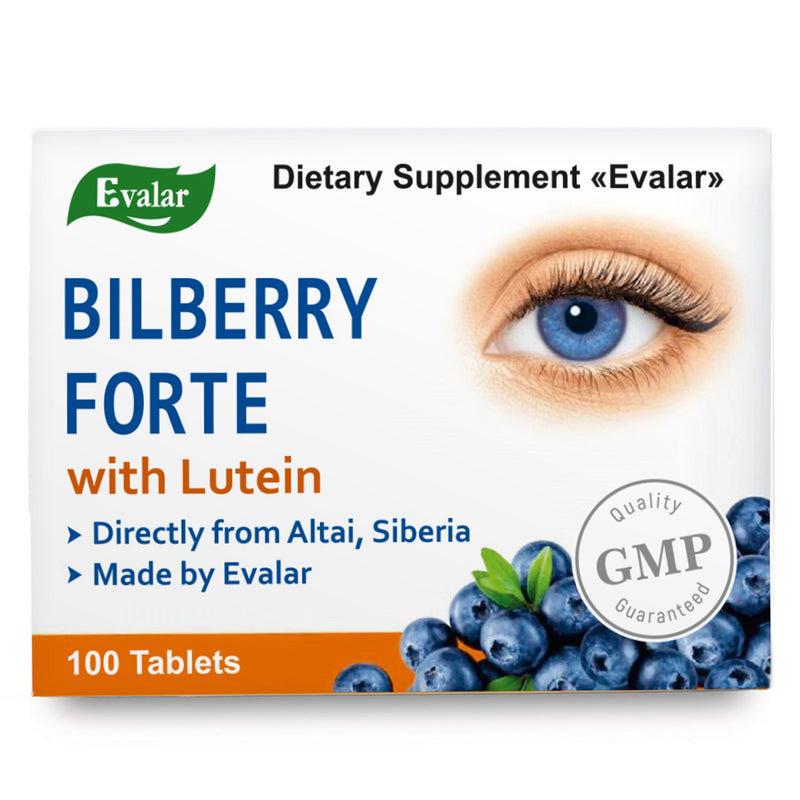 SiberianGreen.com Blueberry Forte with Lutein - 100 Tablets- Vision care and Eye care supplement Herbs White Smoke