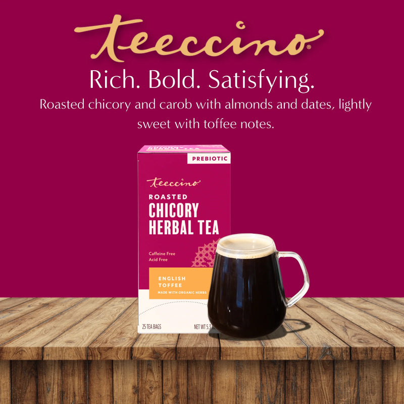 Teeccino English Toffee Roasted Herbal Tea Herbal Tea Brown 25 tea bags