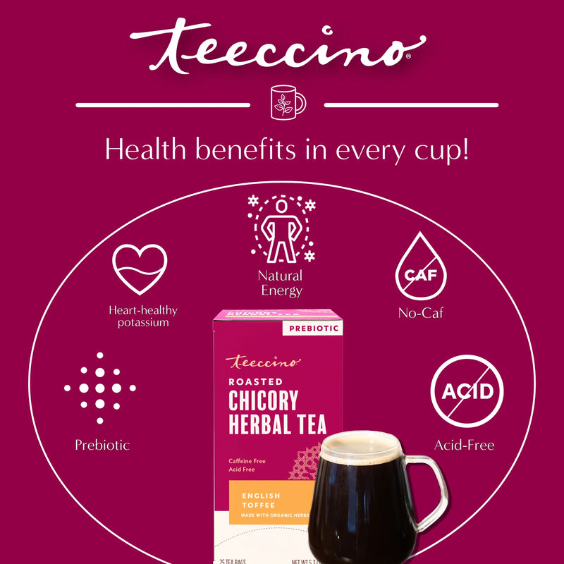 Teeccino English Toffee Roasted Herbal Tea Herbal Tea Brown 25 tea bags