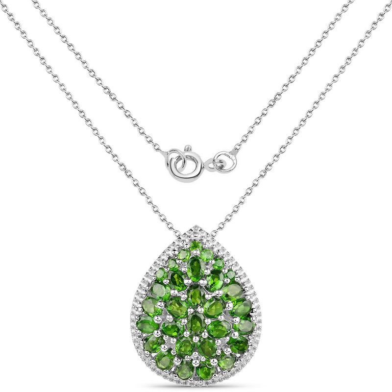 Bids.com 4.65 Carat Genuine Chrome Diopside .925 Sterling Silver Pendant Pendants White Smoke