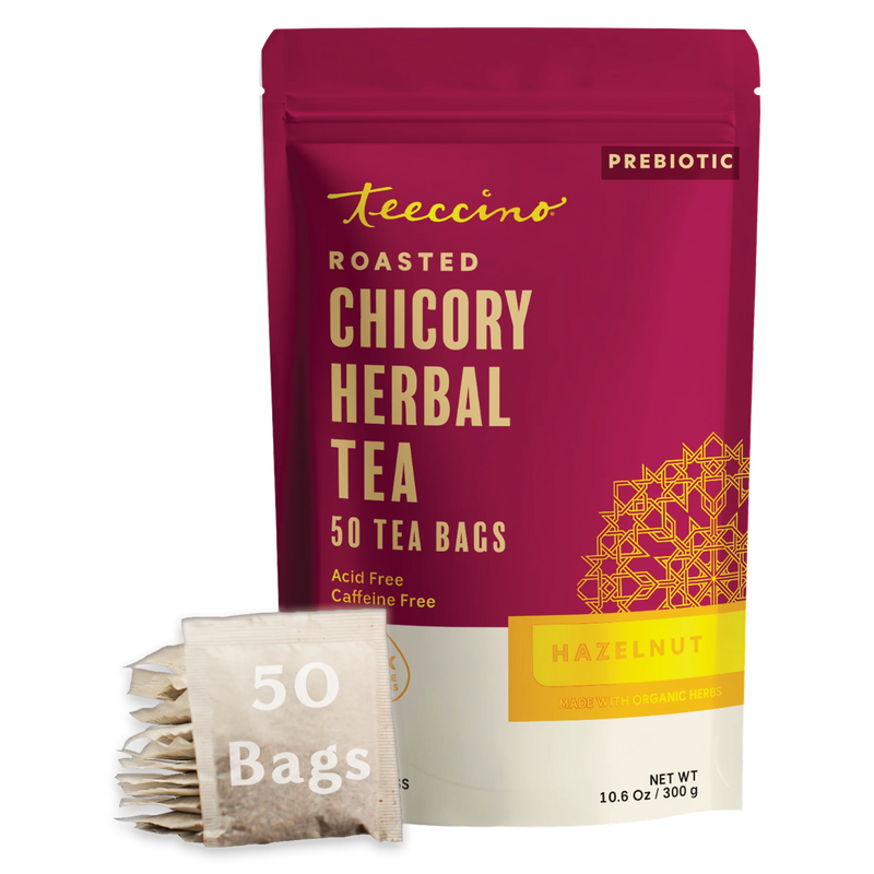 Teeccino Hazelnut Roasted Herbal Tea Herbal Tea Black 50 tagless tea bags