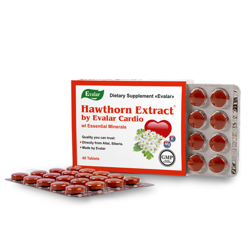 SiberianGreen.com Hawthorn Extract with Essential Minerals by Evalar 40 Tabs Herbs White Smoke