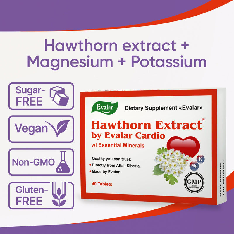 SiberianGreen.com Hawthorn Extract with Essential Minerals by Evalar 40 Tabs Herbs White Smoke