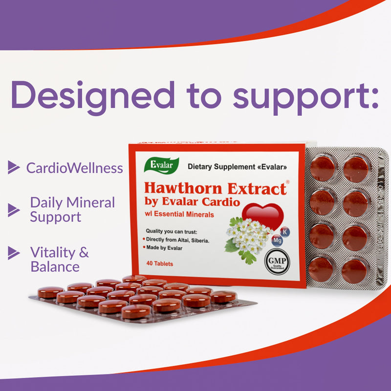 SiberianGreen.com Hawthorn Extract with Essential Minerals by Evalar 40 Tabs Herbs White Smoke