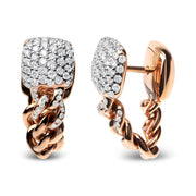 Bids.com 18K Rose Gold 3/4 Cttw Round Diamond Pave Cuban Chain Huggie Earrings (G-H Color, SI1-SI2 Clarity) Earrings White Smoke Rose.Gold / 0.82