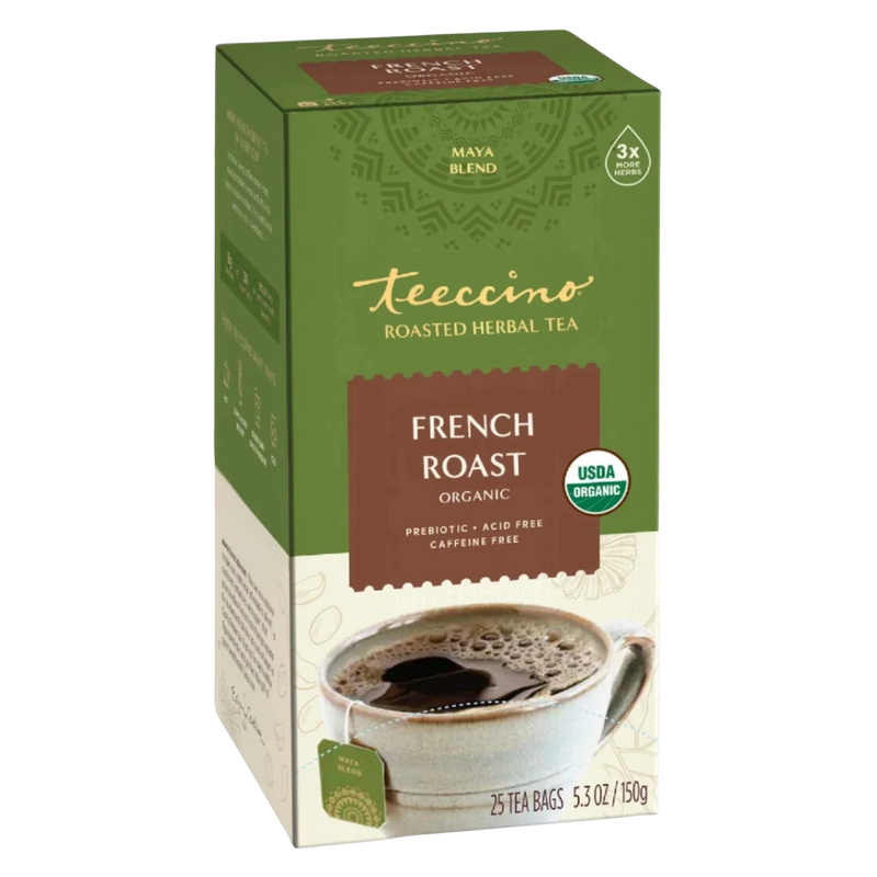 Teeccino French Roast Roasted Herbal Tea Herbal Tea Dark Olive Green 25 tea bags,10 tea bags,50 tagless tea bags