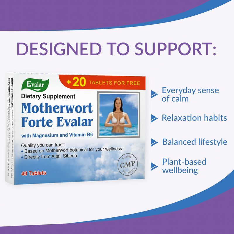 SiberianGreen.com Motherwort Forte Herb with Vitamins by Evalar 40 Tabs Herbs White Smoke