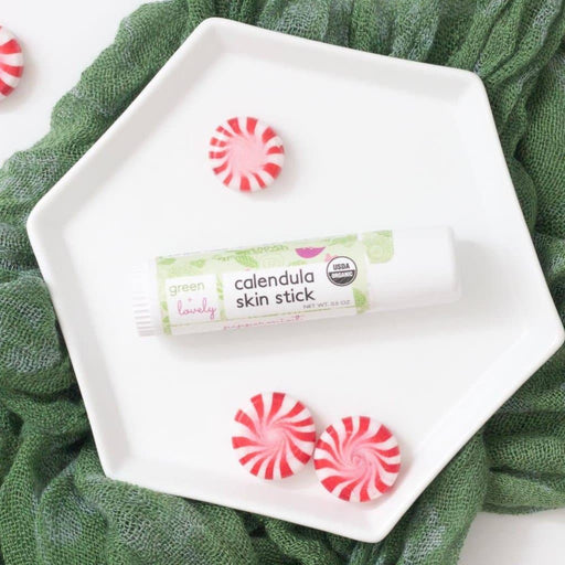 Green + Lovely Peppermint Calendula Skin Stick - Organic Lotion Moisture Stick - Travel Size Dark Slate Gray