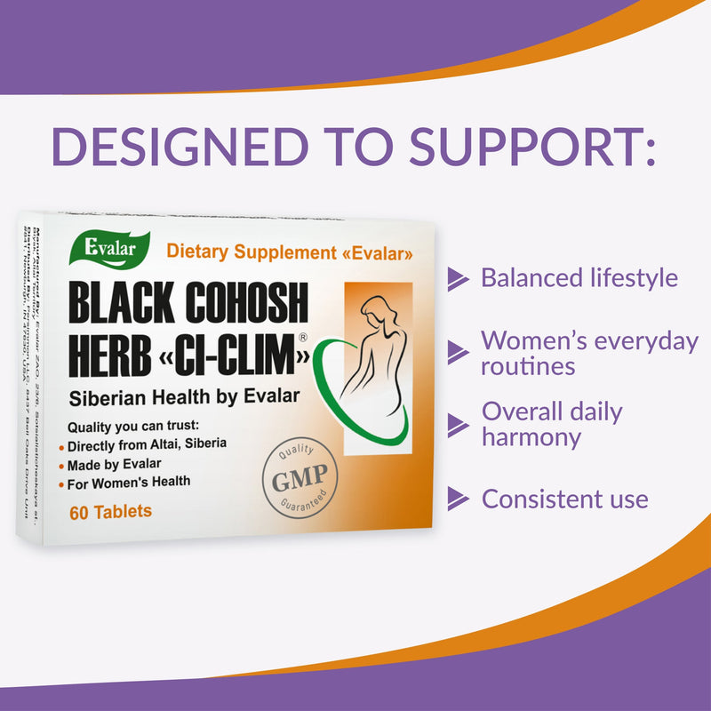 SiberianGreen.com Black Cohosh Herbal Extract by Evalar Ci-Klim 60 Tabs Herbs White Smoke