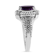 Bids.com .925 Sterling Silver Prong Set Natural Oval Shape 9X7 MM Purple Amethyst Solitaire and Diamond Accent Ring (I-J Color, I1-I2 Clarity) - Ring Size 7 Rings White Smoke White.Sterling Silver / 7,White.Sterling Silver / 5,White.Sterling Silver / 8,White.Sterling Silver / 6,White.Sterling Silver / 9