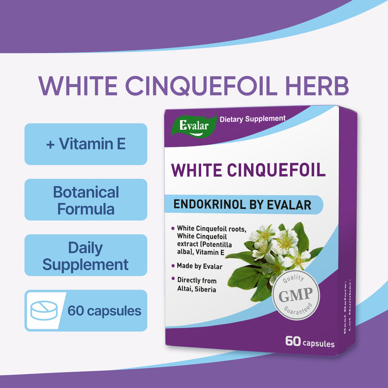 SiberianGreen.com White Cinquefoil Herb by Evalar 60 Caps Herbs White Smoke
