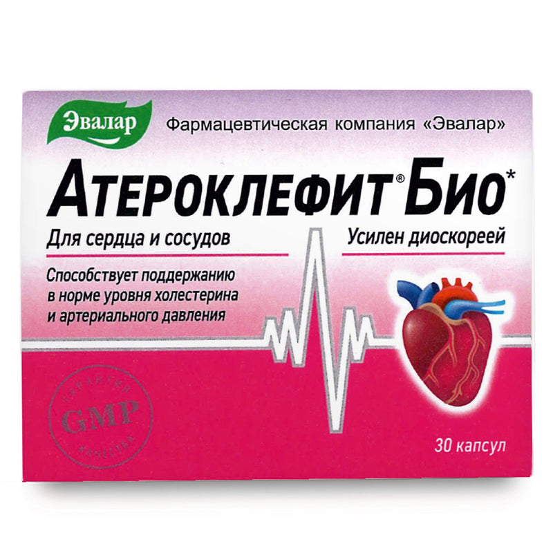 SiberianGreen.com Dioscorea Villosa Wild Yam Red Clover by Evalar Ateroklefit Herb 30 Caps Herbs Maroon