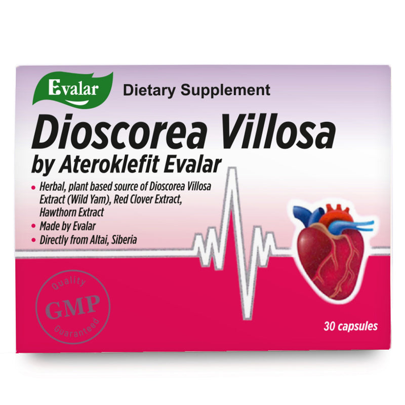 SiberianGreen.com Dioscorea Villosa Wild Yam Red Clover by Evalar Ateroklefit Herb 30 Caps Herbs White Smoke