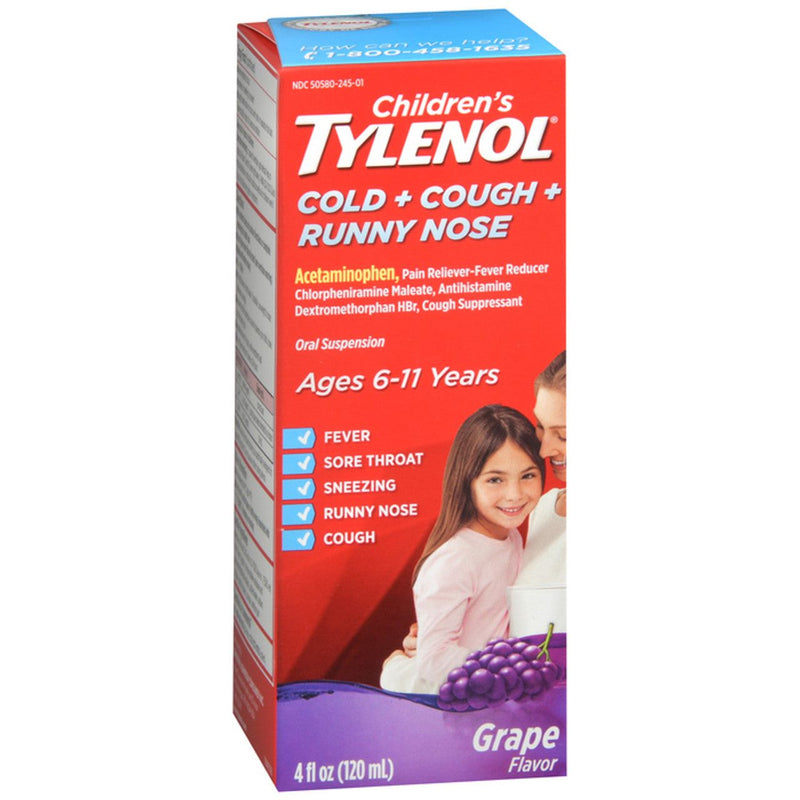 Children's Tylenol Children's Tylenol Cold + Cough + Runny Nose, Grape Flavor 4 Fl Oz Health & Beauty Salmon