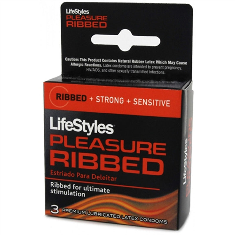 LifeStyles LifeStyles Ribbed Pleasure Condoms Lubricated Latex Condoms Black