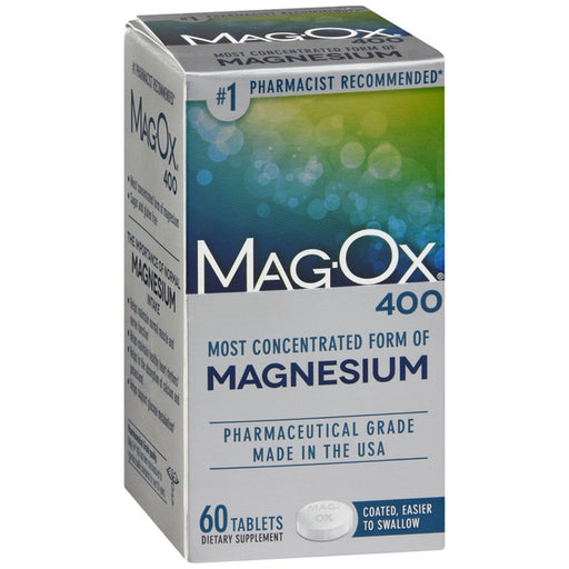 Mag-Ox Mag-Ox 400 Magnesium Supplement – High Potency 400mg, 60 Tablets Vitamins & Supplements Gray