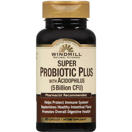 Windmill Windmill Super Probiotic Plus, 8-Strain Probiotic Complex, 60 Vegetable Capsules Vitamins & Supplements Wheat