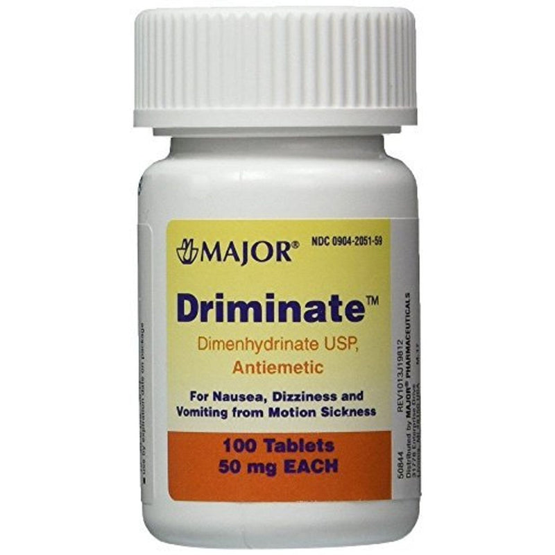 Major Pharmaceuticals Major Driminate Motion Sickness Relief - Generic for Dramamine 50 mg, 100 Tablets Medicine & Drugs Light Gray