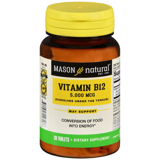 Mason Natural Mason Natural Vitamin B-12 Sublingual 5000 Mcg, 30 Tablets Vitamins & Supplements White Smoke