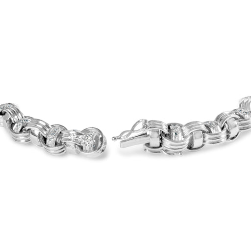 Bids.com 14K White Gold 1/2 Cttw Diamond Knotted Byzantine Link Bracelet (H-I Color, I2-I3 Clarity) - 7" Inches Bracelets White Smoke White.Gold / 7