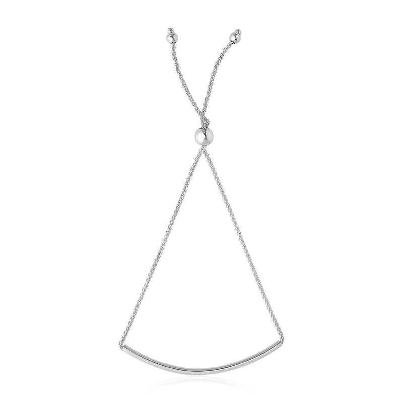 Bids.com 14k White Gold Smooth Curved Bar Lariat Design Bracelet Bracelets White Smoke 9.25 / White Gold