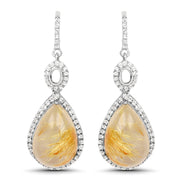 Bids.com 10.04 Carat Genuine Golden Rutile And White Topaz .925 Sterling Silver Earrings Earrings White Smoke