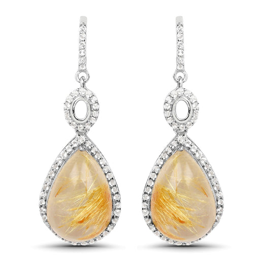 Bids.com 10.04 Carat Genuine Golden Rutile And White Topaz .925 Sterling Silver Earrings Earrings White Smoke