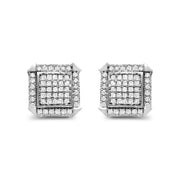 Bids.com 10K White Gold 1.0 Cttw Diamond  Composite with Halo Stud Earrings (H-I Color, I1-I2 Clarity) Earrings White Smoke White.Gold / 0.984