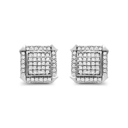 Bids.com 10K White Gold 1.0 Cttw Diamond  Composite with Halo Stud Earrings (H-I Color, I1-I2 Clarity) Earrings White Smoke White.Gold / 0.984