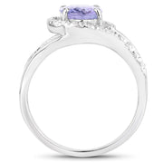 Bids.com 1.82 Carat Genuine Tanzanite and White Zircon .925 Sterling Silver Ring Rings White Smoke size 6.50,size 5.00,size 6.00,size 7.00,size 8.00,size 9.00