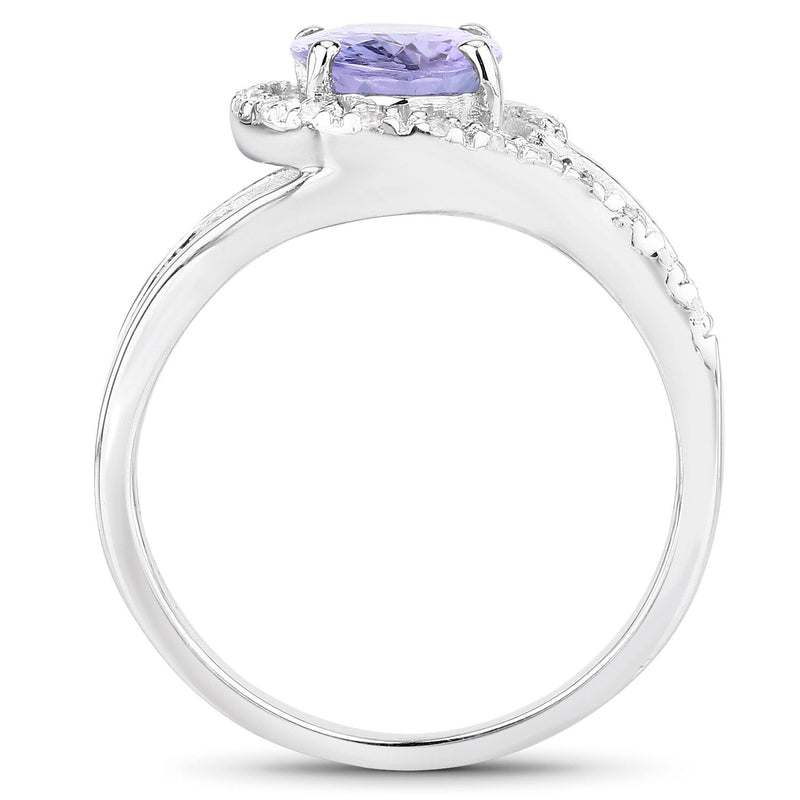 Bids.com 1.82 Carat Genuine Tanzanite and White Zircon .925 Sterling Silver Ring Rings White Smoke size 6.50,size 5.00,size 6.00,size 7.00,size 8.00,size 9.00