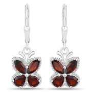 Bids.com 2.60 Carat Genuine Garnet .925 Sterling Silver Earrings Earrings White Smoke