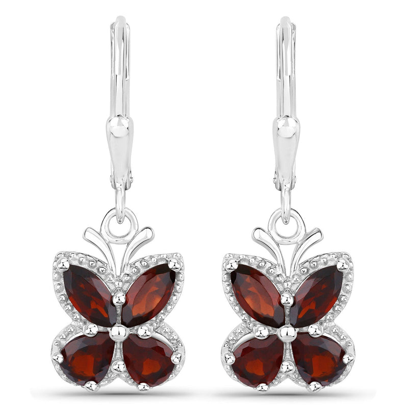 Bids.com 2.60 Carat Genuine Garnet .925 Sterling Silver Earrings Earrings White Smoke