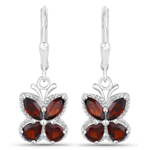 Bids.com 2.60 Carat Genuine Garnet .925 Sterling Silver Earrings Earrings White Smoke