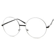 zeroUV 1920's Vintage Era Large Round Metal Clear Lens Glasses 8714 Glasses White Smoke Black White