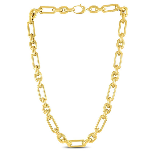 Bids.com 14k Yellow Gold Italian Alternating Paperclip Oval Links Chain Necklace Necklaces White Smoke 18 / Yellow Gold