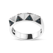 Bids.com 14K White Gold 1/4 Cttw Treated Blue Diamond Pyramid Band Ring (Blue Color, SI1-SI2 Clarity)- Size 7 Rings White Smoke 7 / White.Gold