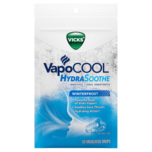 Vicks Vicks VapoCOOL HydraSoothe Medicated Drops 50 Ct, Best Relief To Soothe Sore Throat Pain Personal Care Lavender