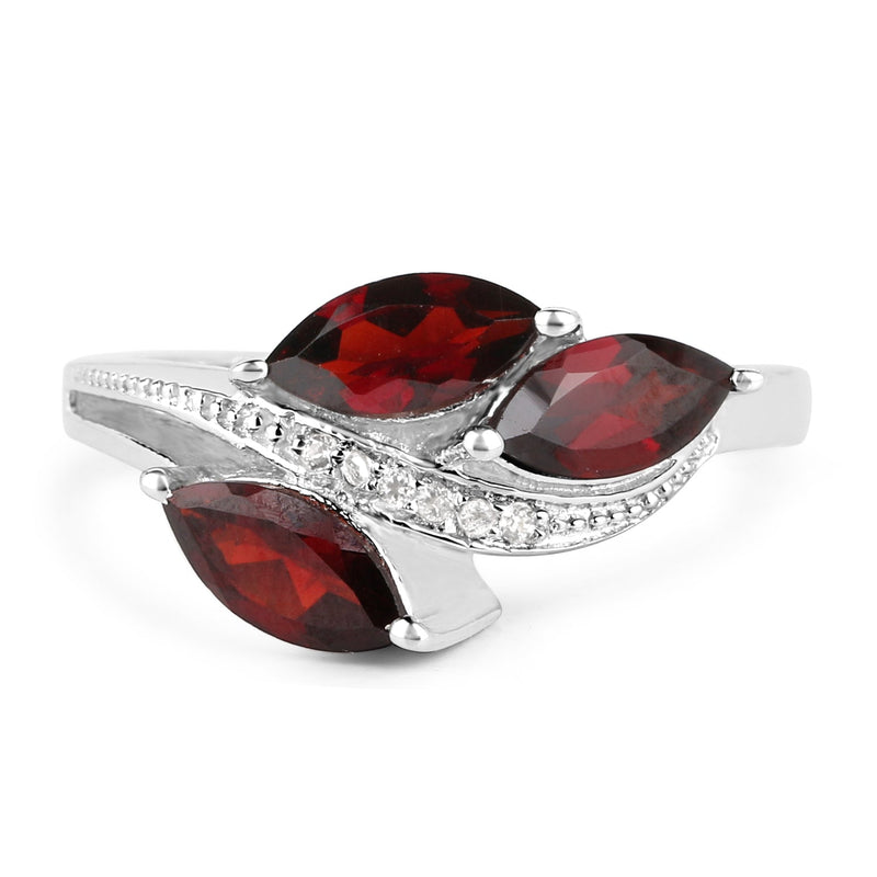 Bids.com 1.98 Carat Genuine  Garnet and White Topaz .925 Sterling Silver Ring Rings White Smoke size 7.00,size 8.00,size 9.00,size 6.00,size 5.00,size 10.00
