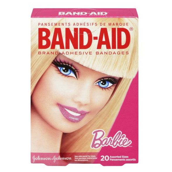 Band Aid Band Aid Bandages, Adhesive, Barbie, Assorted Sizes First Aid Light Gray