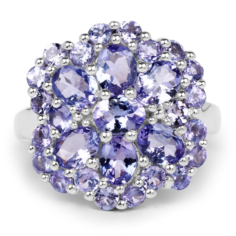 Bids.com 3.91 Carat Genuine Tanzanite .925 Sterling Silver Ring Rings White Smoke size 6.00,size 7.00,size 8.00,size 9.00,size 5.00,size 10.00