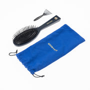 KOH-I-NOOR Beauty USA Pastel Synthetic Pin Brush - Biodegradable Acetate for Thick & Coarse Hair Hair Brush White Smoke Navy blue / Large,Navy blue / Small