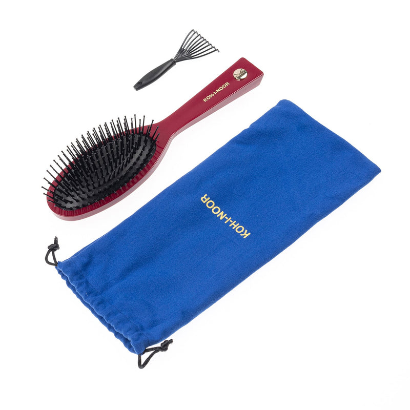 KOH-I-NOOR Beauty USA Pastel Synthetic Pin Brush - Biodegradable Acetate for Thick & Coarse Hair Hair Brush White Smoke Burgundy red / Large,Burgundy red / Small