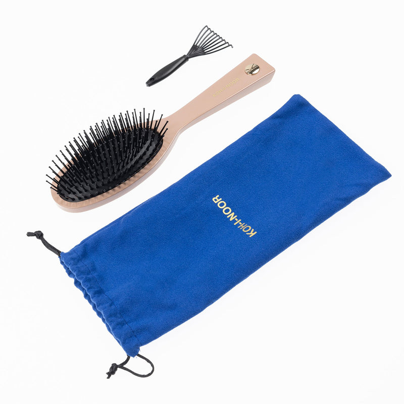 KOH-I-NOOR Beauty USA Pastel Synthetic Pin Brush - Biodegradable Acetate for Thick & Coarse Hair Hair Brush White Smoke Face powder pink / Large,Face powder pink / Small