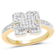 Bids.com 14K Yellow Gold Plated 0.24 Carat Genuine White Diamond .925 Sterling Silver Ring Rings White Smoke size 6.00,size 7.00,size 8.00,size 9.00
